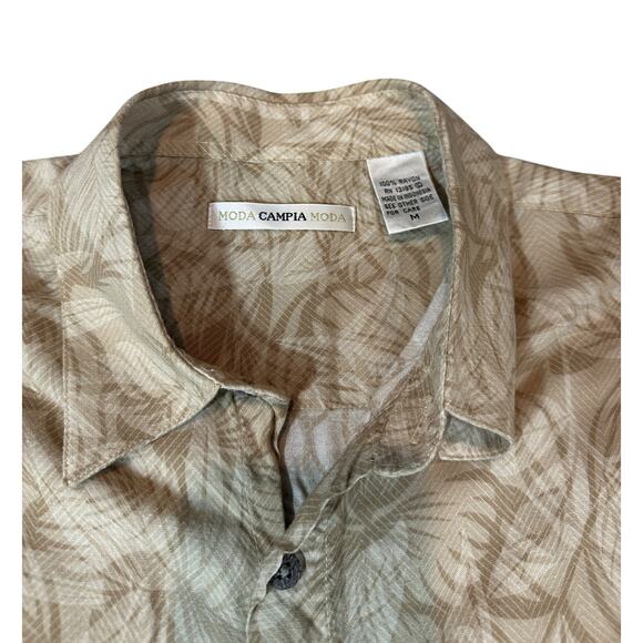 Moda Campia Men’s Hawaiian Button Down Shirt, Mustard Color, M - Picture 3 of 5